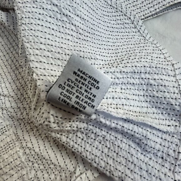 Habitat Womens White Black Striped Textured Button-Up Oversized Shirt Artsy Top - Picture 9 of 9